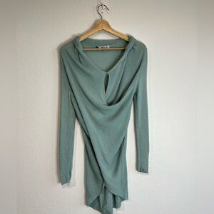 Jennifer Lopez Sweater Womens Pale Green Metallic Thread Party Sparkly JLO M